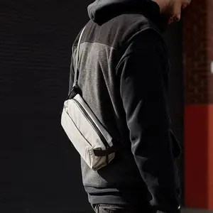 Unisex Expandable Sling Chest Bag, 7L Large Capacity Water Resistant Crossbody Bag with Dual Way Double Zippers, Eco Woven Fabric Casual Single Shoulder Pack for Daily Commute Outdoor Travel Essentials Storage