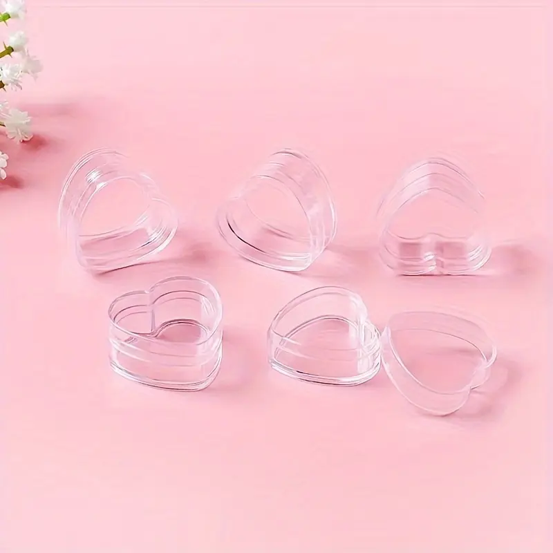 20pcs Plastic Heart Shape Empty Bottle Cosmetic Jar Lip Balm Cream Pot Jar Box Container Travel Refillable Bottles Set