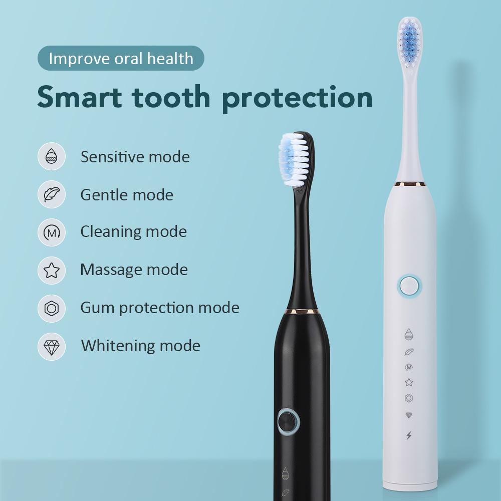 Electric Toothbrush, 1 Box Rechargeable Sonic Teeth-Cleaning Toothbrush with Brush Heads, Rechargeable Electronic Toothbrushes, Intelligent Deep-Cleaning Toothbrush for Adults