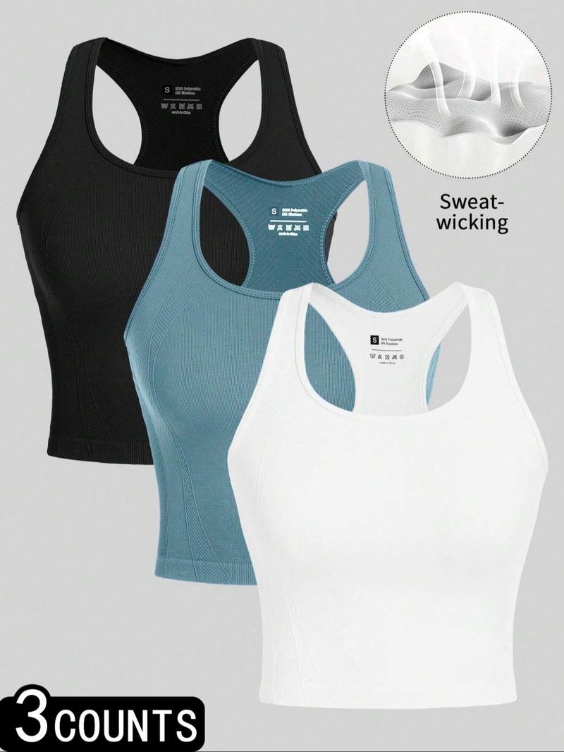 Women's Scoop Neck Sports Vest, Quick Drying Sports Tank Top for Yoga Gym Workout Running, Ladies Sportswear Clothing for Fall, Breathable Workout Tops