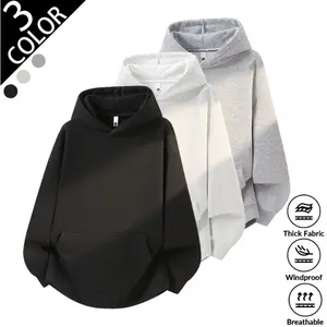 2026 New Autumn Winter Men’s Fleece Lined Heavyweight Hoodie, Thick Thermal Sports Sweatshirt Coat, Windproof Breathable Warm Outerwear, Plush Lining, Drawstring Hood, Ribbed Cuffs, Loose Fit Daily Gym Outdoor, Comfortable Heat-locking Casual Hooded Top