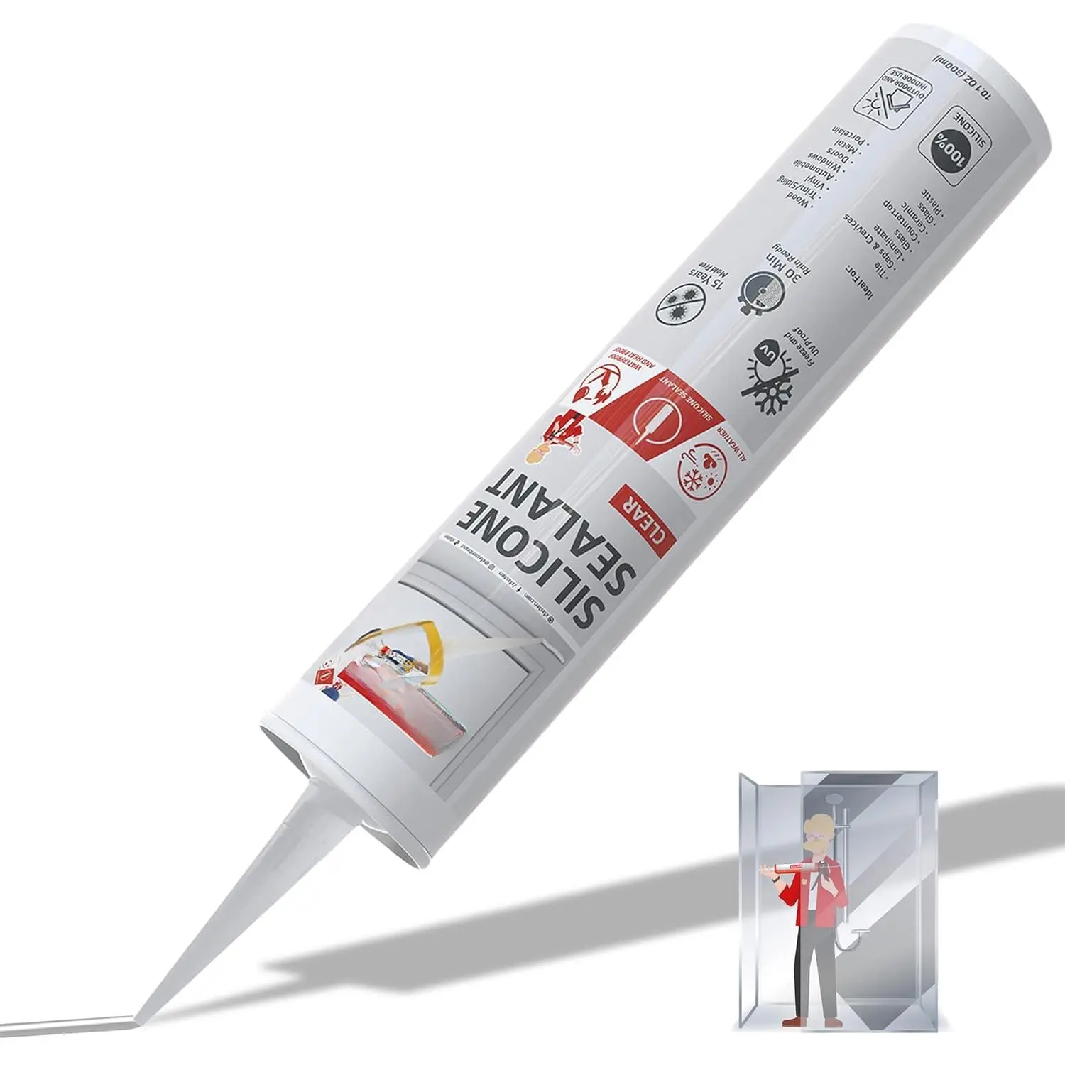 Clear  Caulk Neutral Cure 10.1 oz –    Sealant, Crack and Shrink Resistant, Low Odor,  Adhesion Caulking for Kitchen, Bath, Window, Shower, Outdoor Use