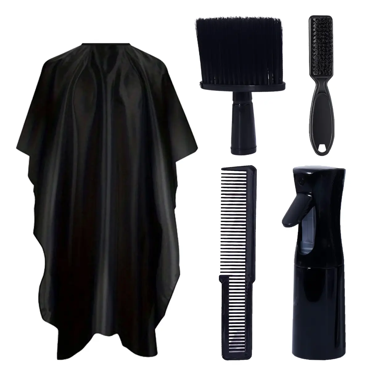 5-Piece Barber Styling Tool Set, Hair Salon Apron, Neck Dust Brush, Haircut Comb, Hair Spray Bottle, Multi-Function Beard Brush, Professional Barber Kit, Hairdressing Set