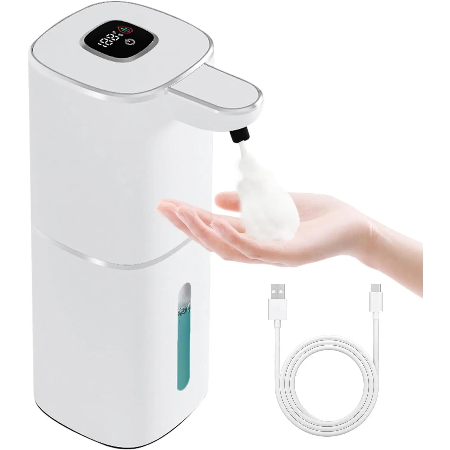 Automatic Soap Dispenser Liquid Touchless,Wall USB Rechargeable 5-Level Adjustable,Large Capacity 12.17oz/360mL Smart Hand Soap Dispenser for Kitchen Bathroom Kids Family