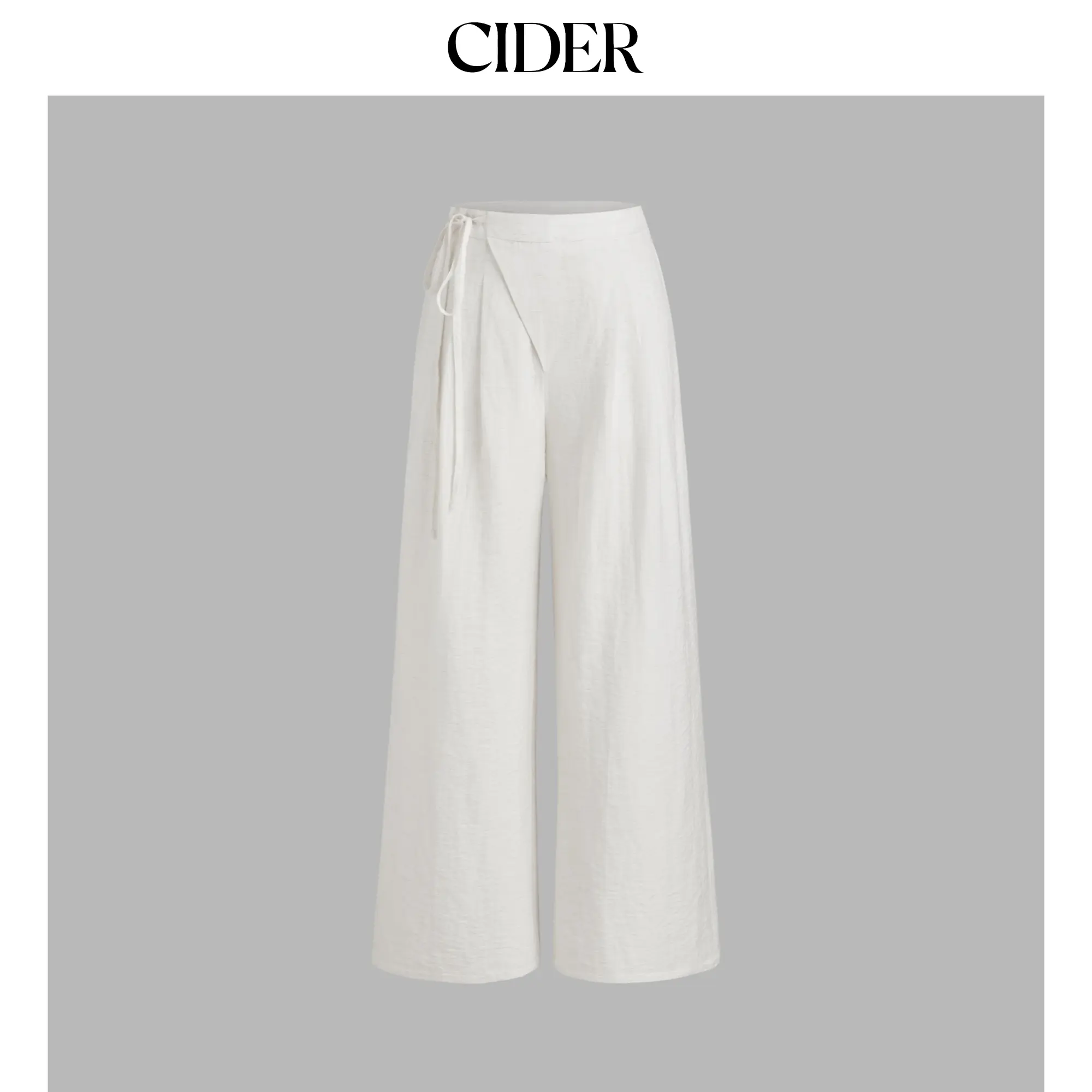Cider [size 2-10] Linen-blend Mid Rise Solid Knotted Pocket Wide Leg Trousers SohoChic