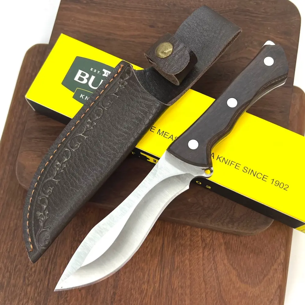 Outdoor Fixed-Blade Knife - 22cm Sharp Straight-Edge Waterproof Blade, Solid Wooden Handle, Portable EDC Utility Knife for Camping, Hiking, Everyday Use, Great Gift for Fathers, Men