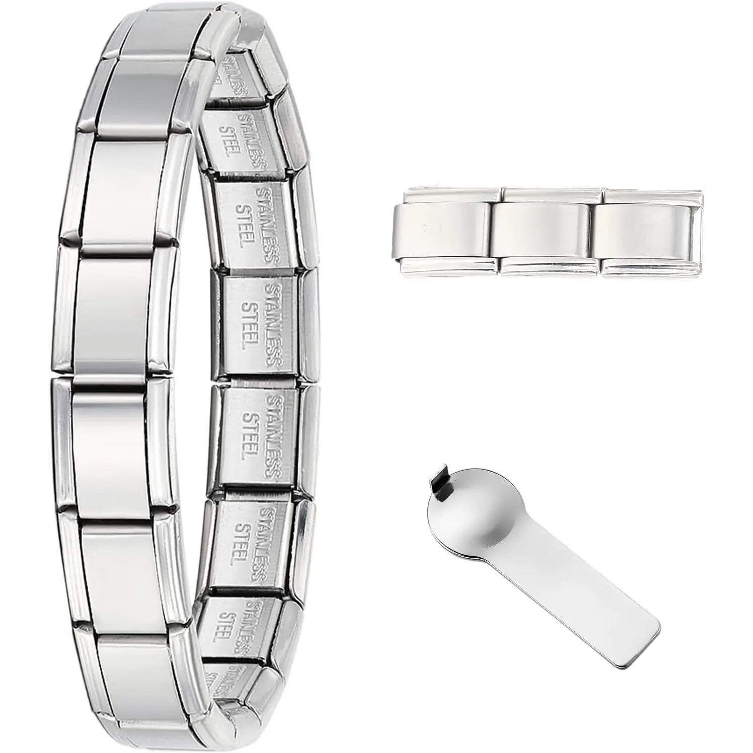 9mm Italian Charm Bracelet Starter Set, Stainless Steel Classic Link Bracelet for Women Men, Adjustable 6.75-8 inch, 18+3 Links with Connector Tool – Multiple Colors