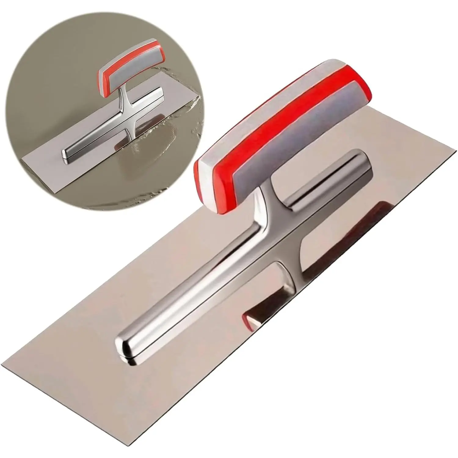 11.8 x 3.8 Inches Stainless Steel Multi-Function Masonry Trowel - Secure Grip Tool for Concrete Jobs, Drywall/Tile Mortar Construction Smooth Finishing Needs