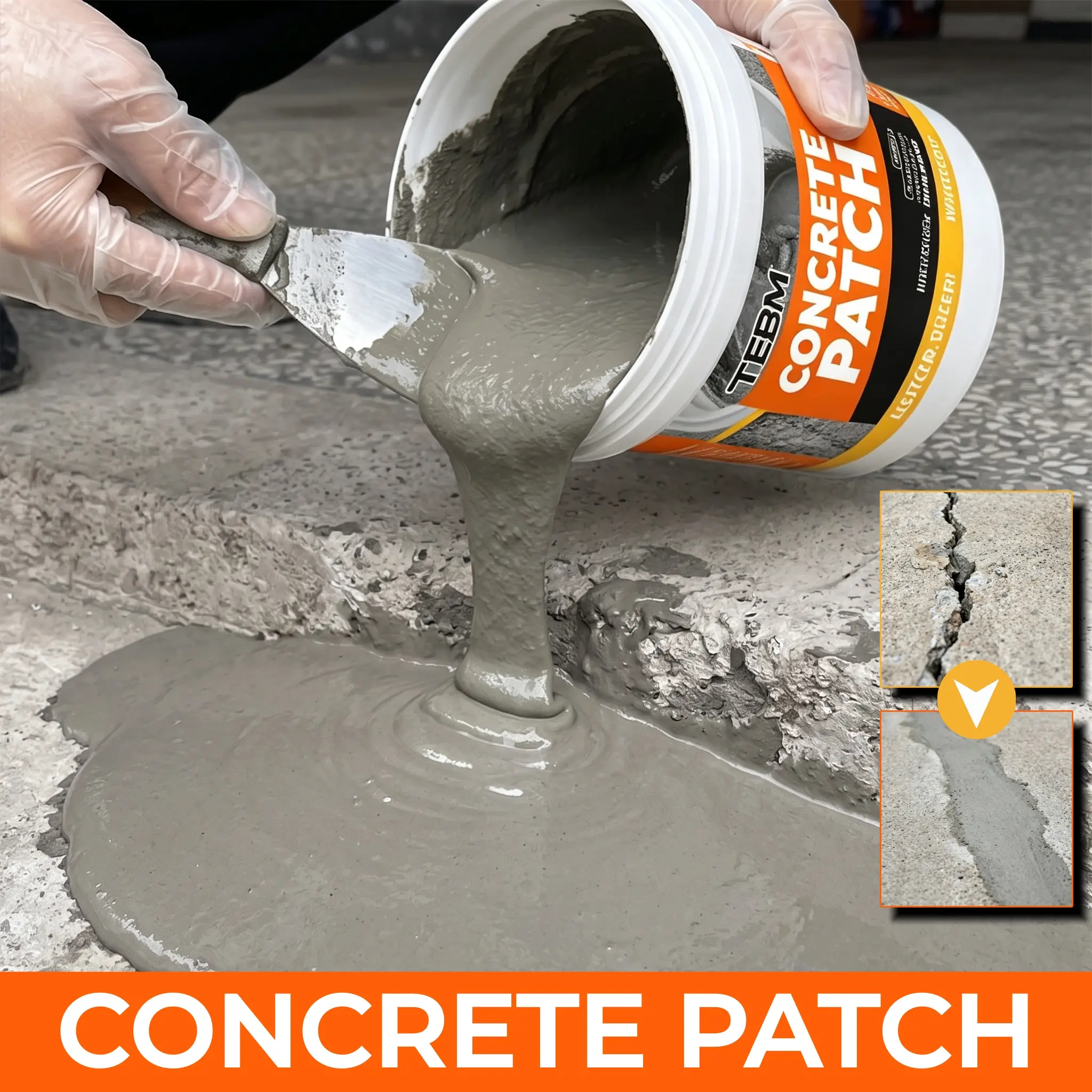 Fast Curing Concrete Repair Mortar, Waterproof Concrete Crack Patch, DIY Cement Hole Filler for Driveway, Walkway & Patio Repair