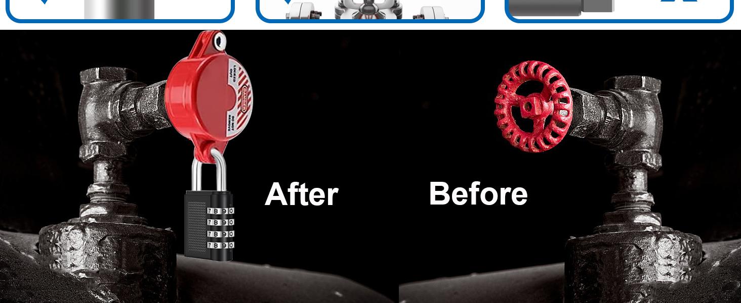 1 Pack Gate Valve Lockout Device with Coded Lock Suited for 1to2-1/2 gate Valve Handles Gate Valve Lockout Water Spigot Lock for Outdoor Faucet Water Spigot Faucet Devices