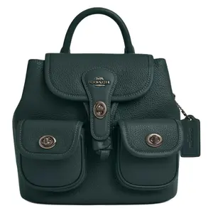 COACH Hadley 23 Leather Backpack for Women, Medium Size, Classic Style, Deep Teal