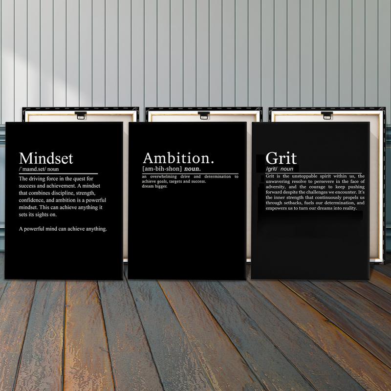 Wooden Framed Canvas Painting, 3 Counts/set Modern Art Inspirational Wall Art, Wall Decor for Home Living Room Bedroom Office