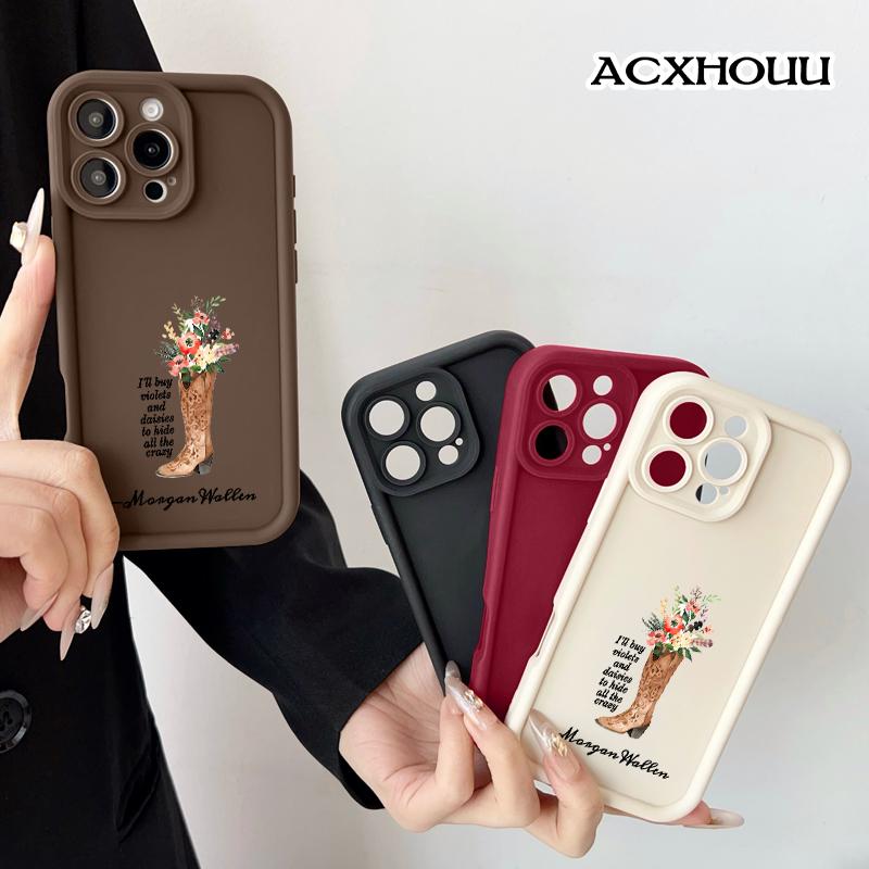 Softcase for iPhone 17 16 E Pro Max 15 Plus 14 13 12 11 XS XR Morgan Wallen Cowboy Boot Floral Coquette Pastel Design Shockproof Lightweight Protective Case