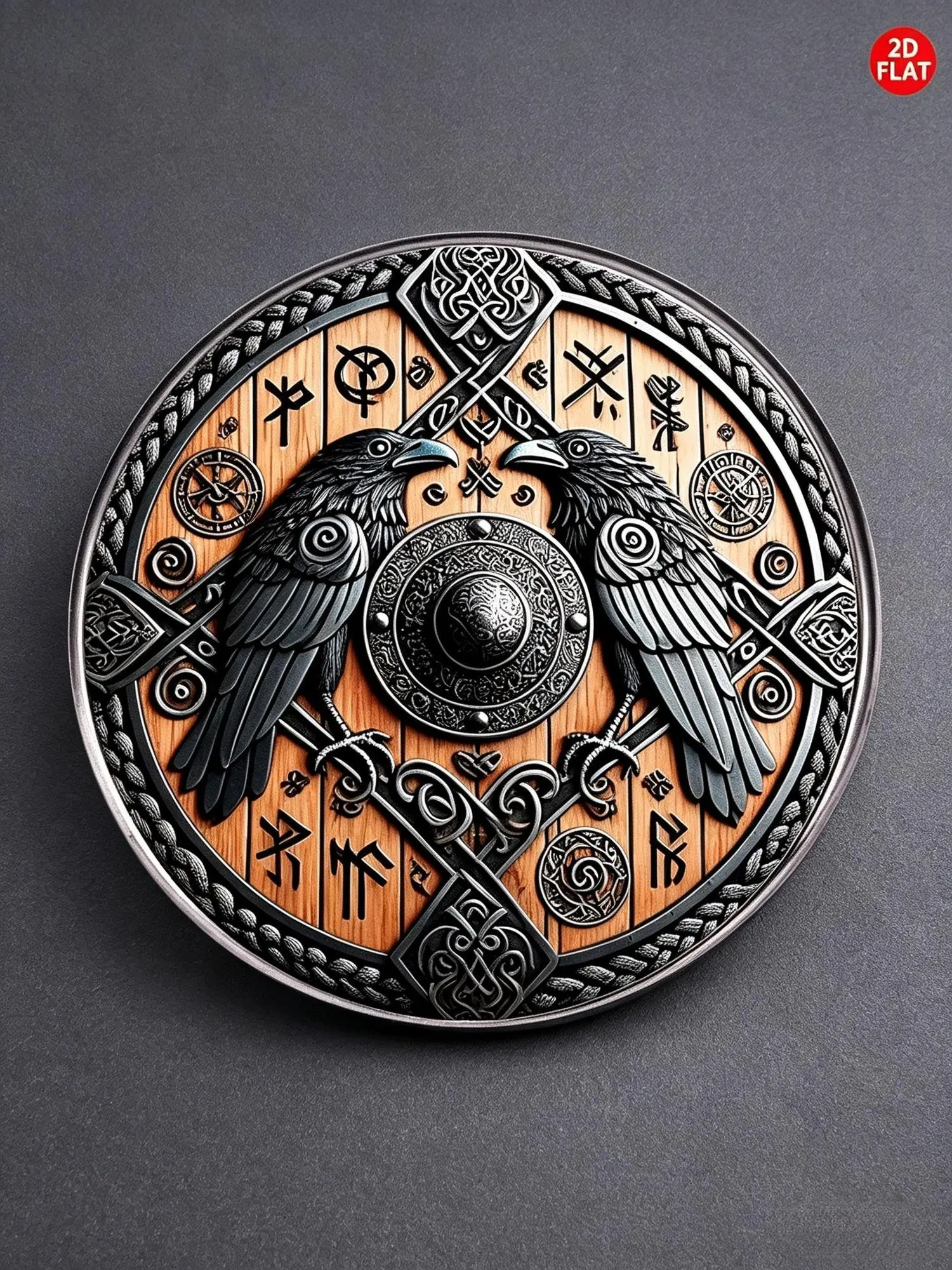 2D flat.Viking Shield Pin, Creative Brooch, Unique Fashion Badge, Multifunctional Accessory for Backpacks, Clothes, Collars, Hats, Perfect for Holidays