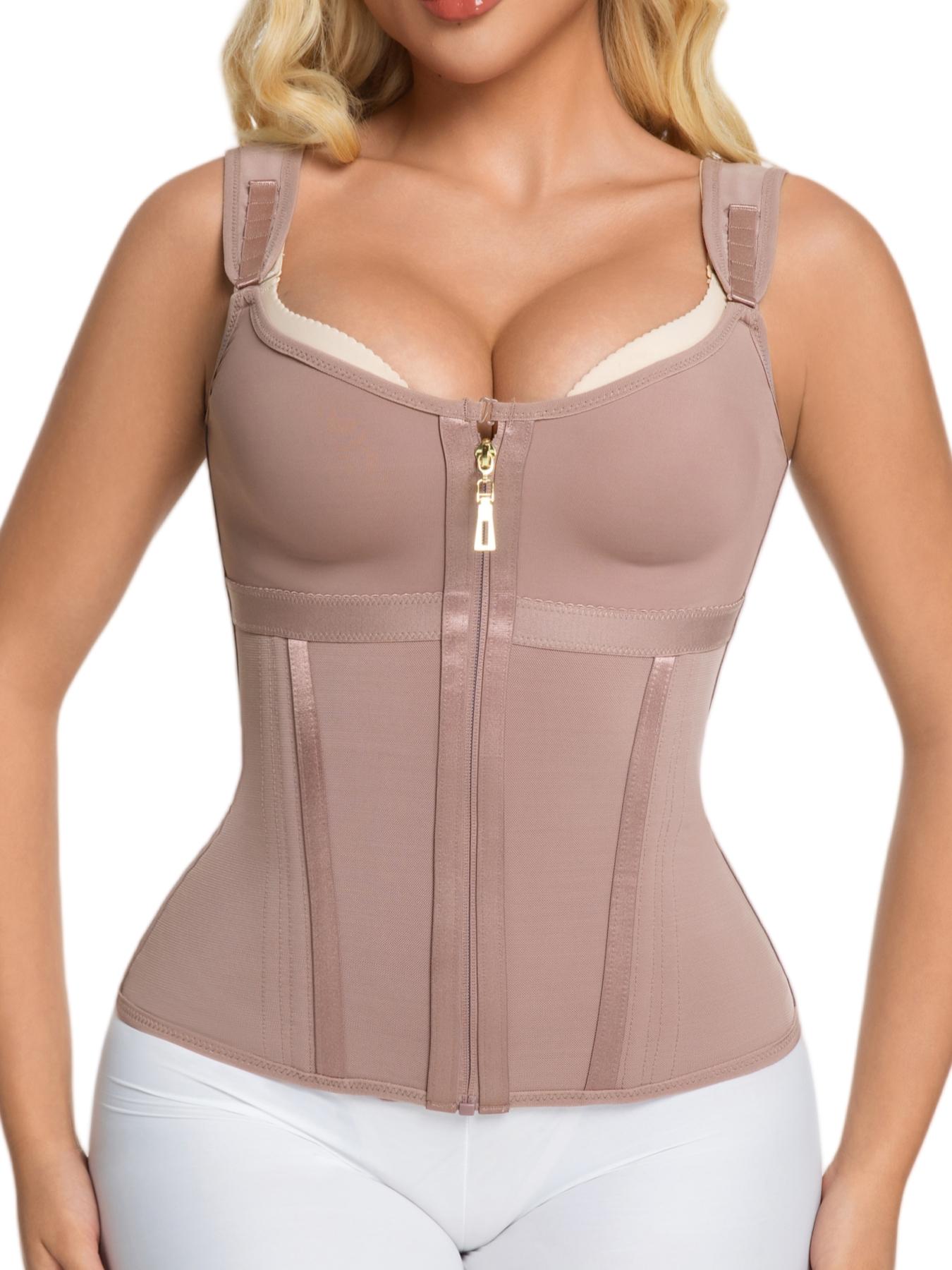 YZY Curve 1 Count Zipper Corset for Women with Bra, Built in Shaper, Firm Tummy Control Sport Workout Vest, Fajas, Colombianas Shapewear Top, Waist Trainer, Comfortable And Slimmer Shaper Clothes, Suitable for Daily Sports and Gym Training