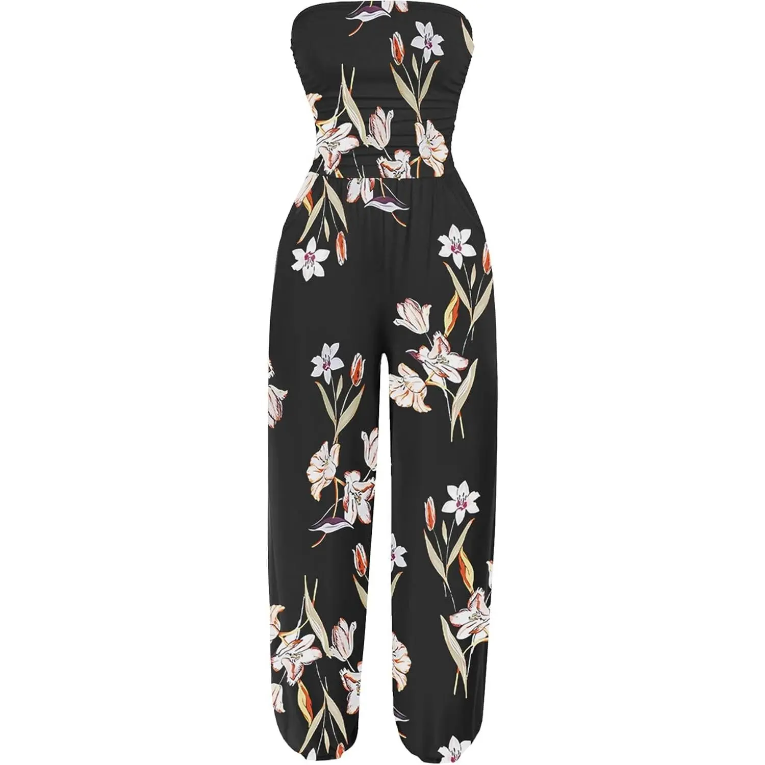 Women's Casual Summer Strapless Off-Shoulder Sleeveless Backless Romper Jumpsuit with Pocket 2026(Gift)