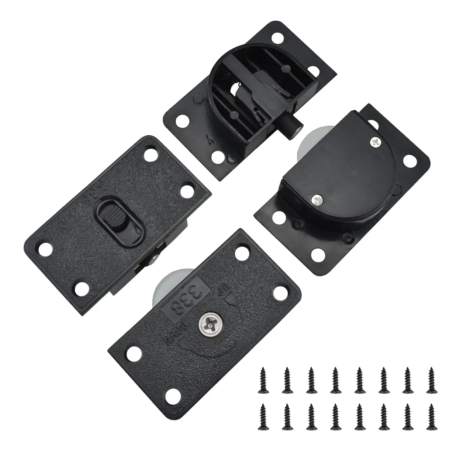 2 Sets Sliding Hardware Roller Pulleys, Silent Nylon Single Wheels Sliding Door Pulley for Cabinet Wardrobe Screen Doors Closet Sliding Doors (Black)