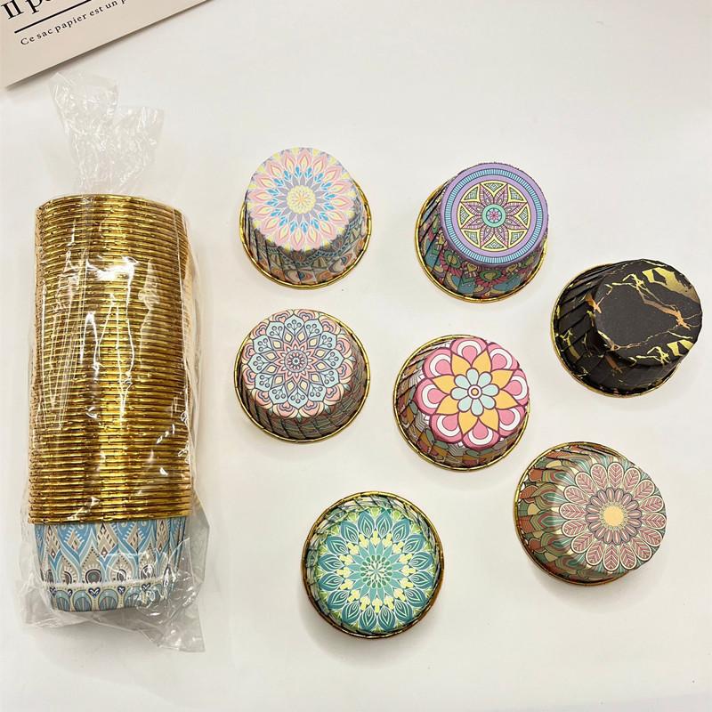 For Weddings, Birthdays, Holiday Parties & Baking Lovers, Baking Dessert Serving & Decoration Solution, 50 Pcs Bohemian Cupcake Cups with Lids, Disposable Aluminum Foil Containers, Mandala & Geometric Patterns, Effortlessly Create Boho Style Baking Table For Weddings, Birthdays, Holiday Parties & Baking Lovers, Baking Dessert Serving & Decoration Solution, 50 Pcs Bohemian Cupcake Cups with Lids, Disposable Aluminum Foil Containers, Mandala & Geometric Patterns, Effortlessly Create Boho Style Baking Table