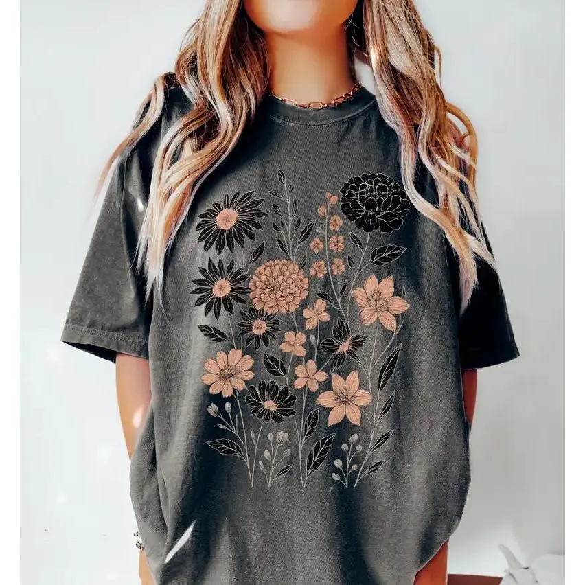 Comfort Colors Vintage Pressed Flowers Shirt Botanical Floral Tshirt Boho Cottagecore Tee Wildflowers Floral T Shirt Gift for Gardener