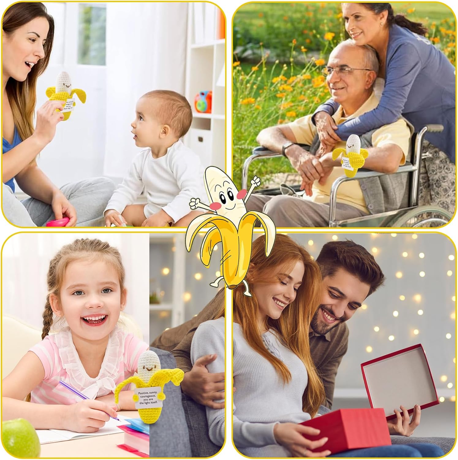 Adorable handmade banana crochet dolls! mini fruit plush toys are soft and well-crafted, perfect as cute little birthday gifts for both kids and adults. A charming tiny companion for desk decor or daily play, bringing smiles and sweetness to everyone