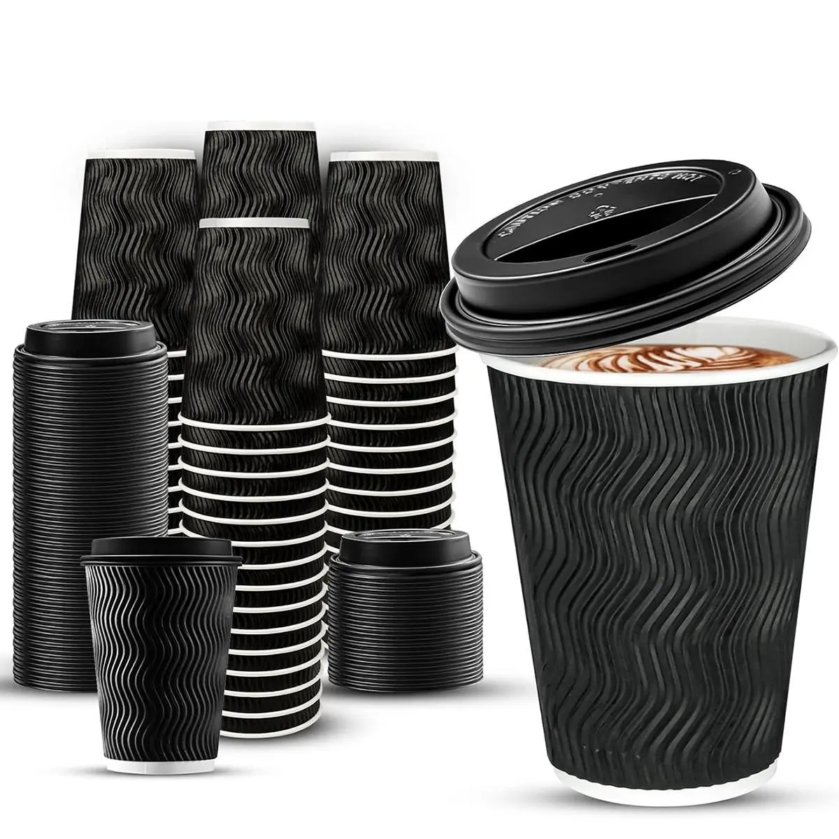 25pcs 12oz Disposable Coffee Cups with Lids and Straws, Insulated Double Wall Paper Cups for Hot and Cold Drinks, Home Office Travel Use