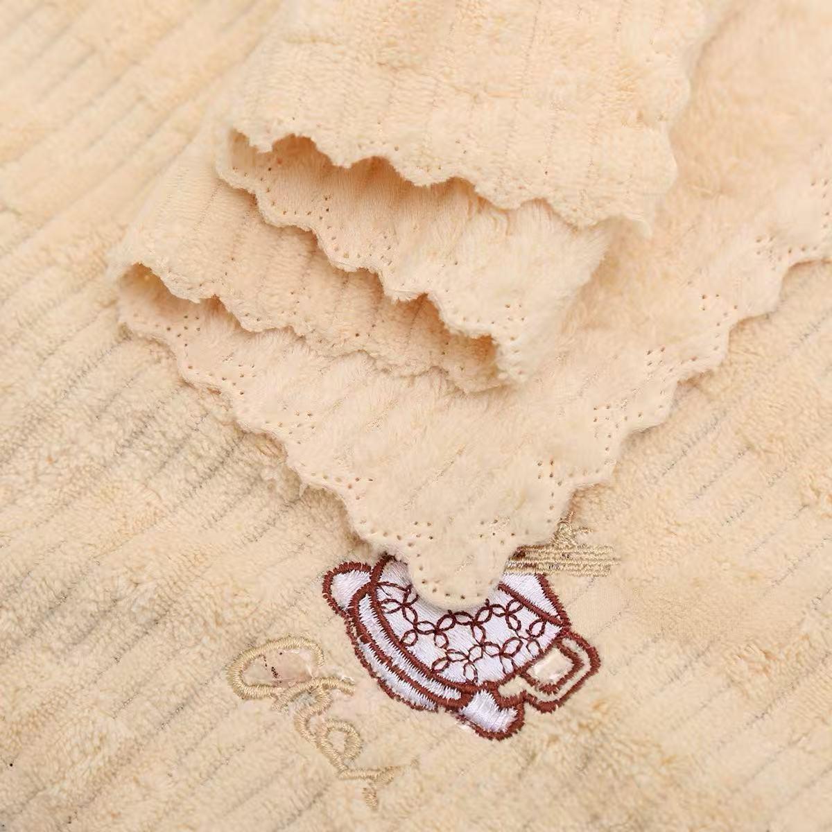 5pcs Teacup Embroidered Dishcloths, Quick-Dry Cleaning Rags, Thickened Large Kitchen Towels, Soft and Breathable, Bathroom Hand Towels, Car Wiping Cloths, Tableware and Glass Cleaning Cloths, Multi-functional Multi-purpose Square Towels