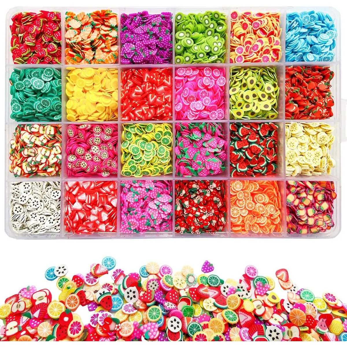 17800Pcs Fruit Slices Nail Art Slices Polymer Clay Slice Nail 3D Slice Colorful Art Supplies for DIY Crafts (24 Styles) springtok
