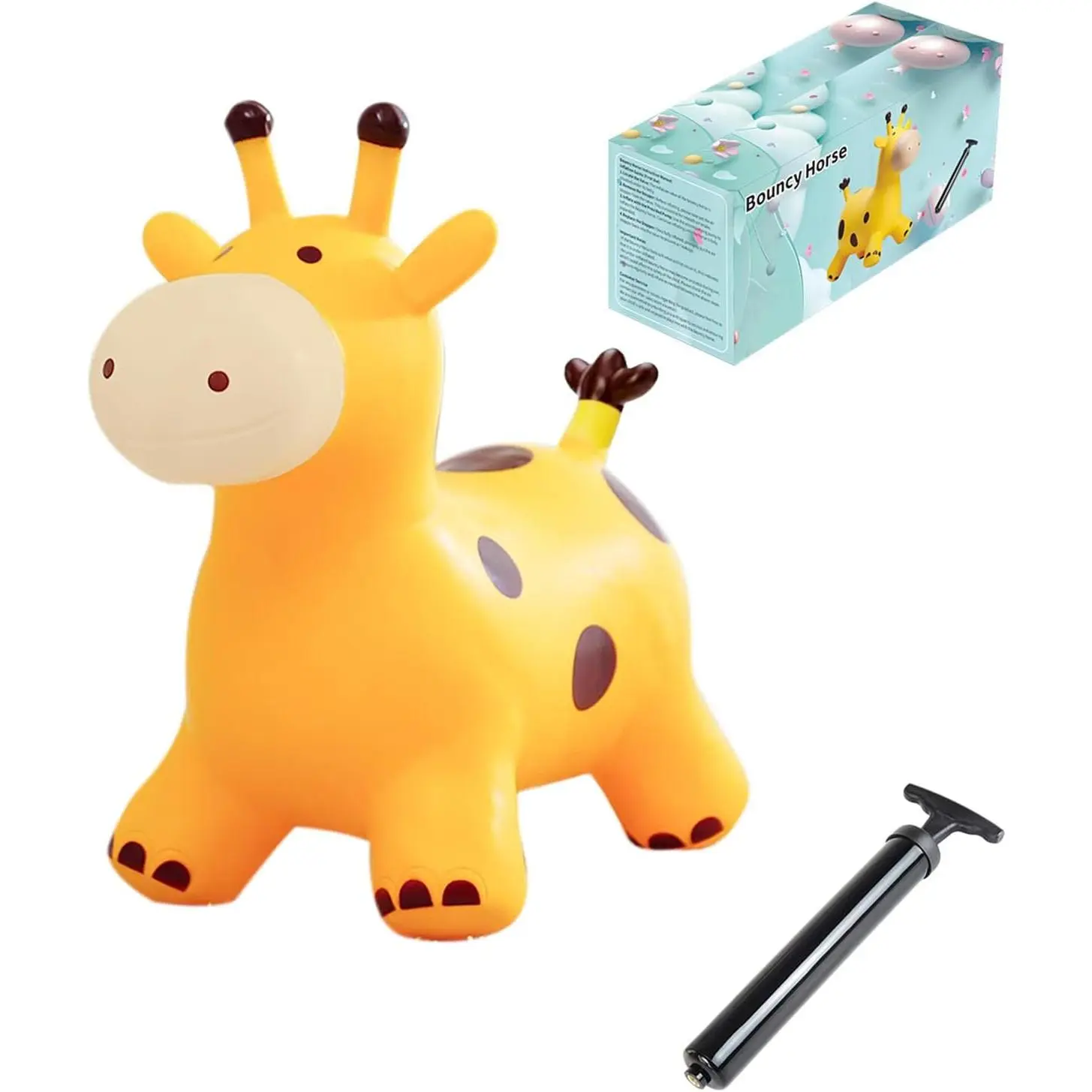 Bouncy Inflatable Giraffe Horse - Bouncy Pals Hopping Toy with Pump for Ages 1-8 Years - Ideal Children's Gift and Birthday Present