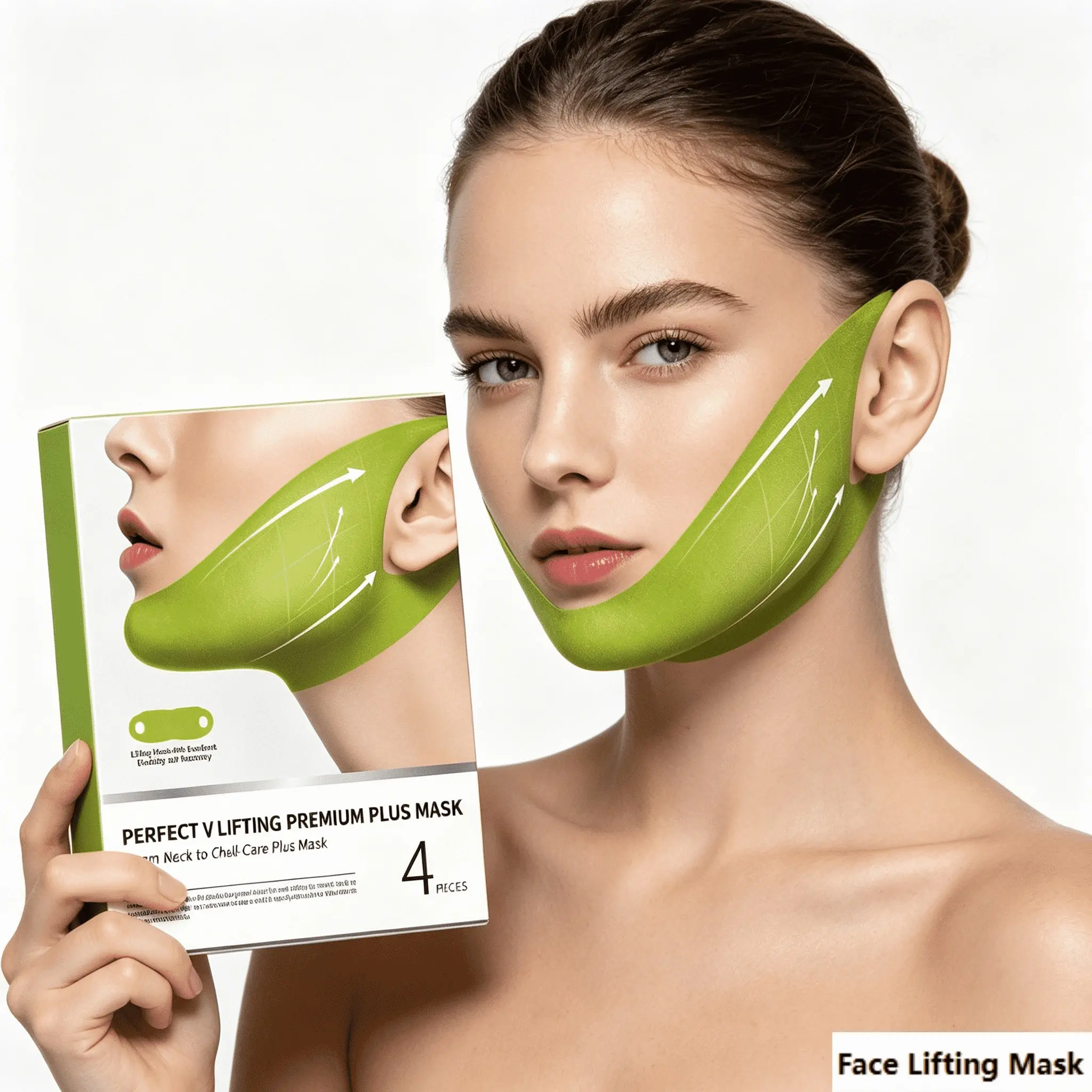 Cactus Collagen Face Mask, Skin Care Mask, Ear-Hook Design, V-Face Lifting, Relaxing Chin Mask, Nylon Fabric & Water Gel, Anti-Sagging Treatment
