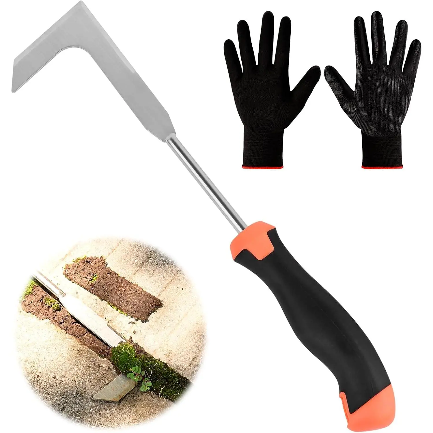 Patio Crack Weeder Tool with  Handle – Stainless Steel Weed Puller for Patio Sidewalk Driveway Cracks | Rust Resistant -Material Gardening Tool