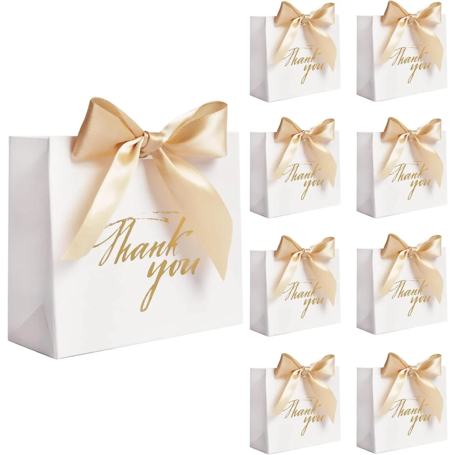 24 Pack Small Thank You Party Favor Bags with Ribbon, Mini  Bags Bulk |  Boxes, for Wedding,  Shower, Business, Party Supplies, White,  Ribbons