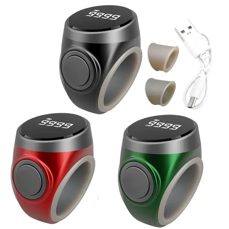 Smart Tasbih Tally Counter High-quality Muslims Zikr Ring Type Button Counter Prayer Time Vibration Reminder Type-C Rechargeable