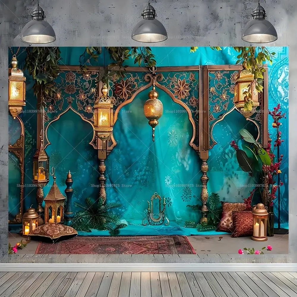 Moroccan Palace Theme Polyester Tapestry - Arabian Royal Room Wall Backdrop, Home Decor Banner for Photography, Wedding, Thanksgiving Church Independence Day Indoor Outdoor Events, Family