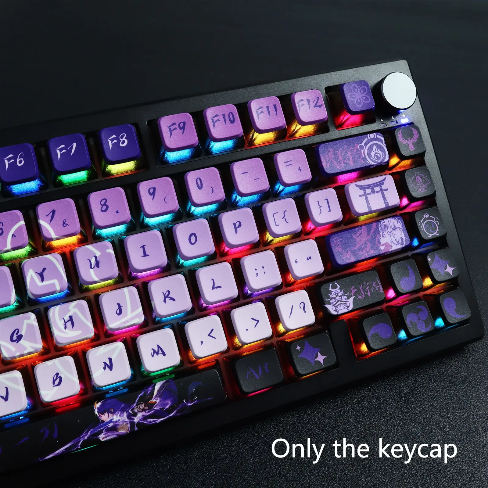 Genshin Impact 125 Keys Side Transparent Backlit Keycaps, Fits 6.25u Spacebar, Custom Mechanical Keyboard Caps, High-Quality Design
