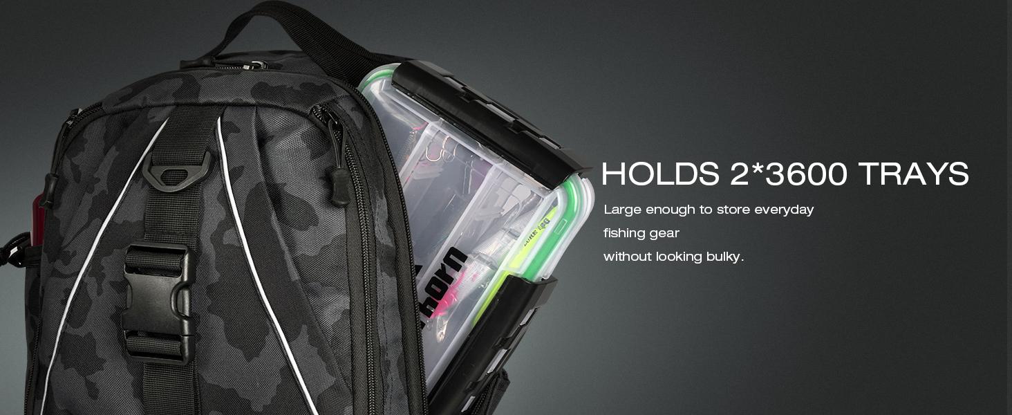 AGS Ghosthorn Fishing Backpack Tackle Sling Bag-Backpack with Rod Holder- Lightweight Tackle Box Fly Fishing Gifts for Men Women