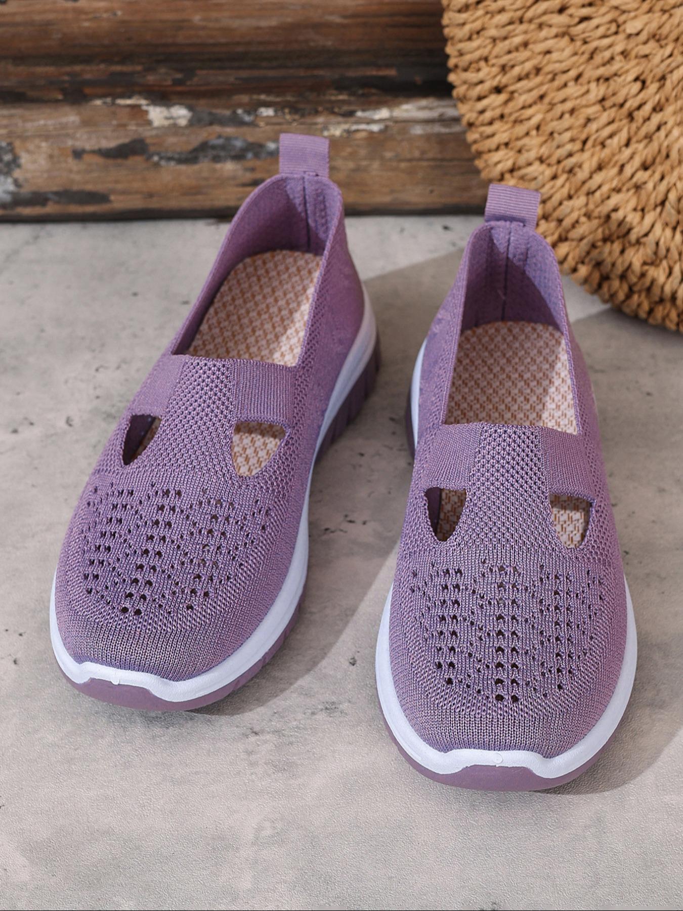 Women's Solid Color Low Top Sneakers, Lightweight Slip Ons, Casual Comfortable Breathable Sports Running Shoes, All-match Basic Shoes for Daily Wear