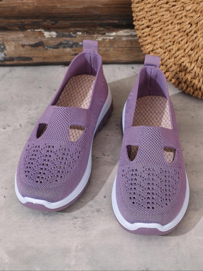 Women's Solid Color Low Top Sneakers, Lightweight Slip Ons, Casual Comfortable Breathable Sports Running Shoes, All-match Basic Shoes for Daily Wear