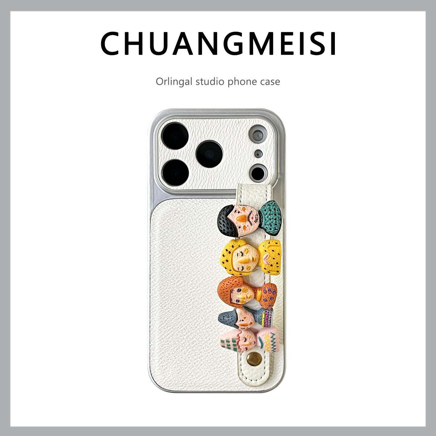 Large Window Premium Lychee Texture Case for iPhone 17 Pro Max 16 15 14 Pro 13, Shockproof Protective Cover