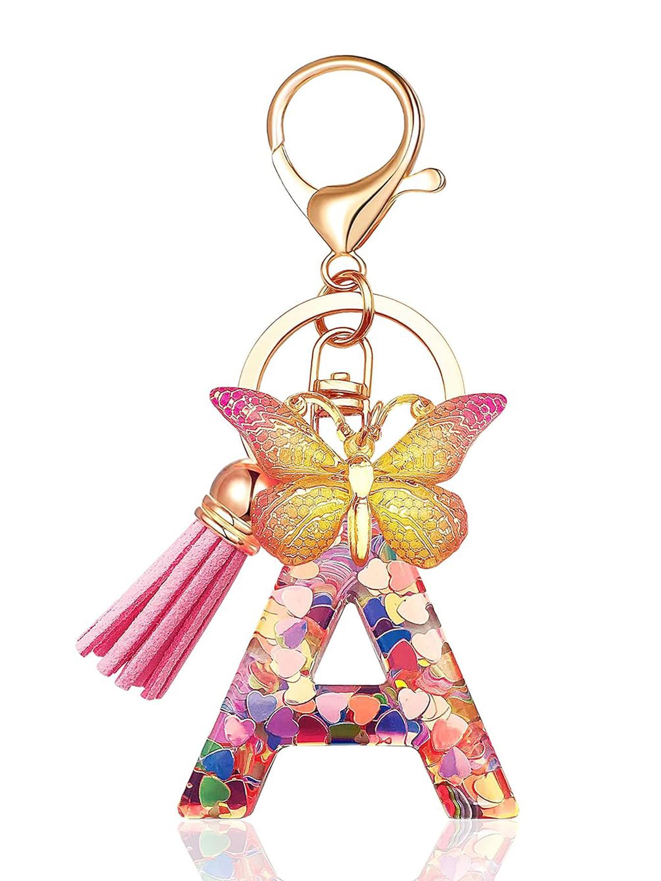 Colorful Butterfly Design Keychain, Cute Letter & Tassel Design Keychain for Women & Girls, Trendy Cute Keychain, Fashion Accessories for Daily Decoration, Stylish Keychain