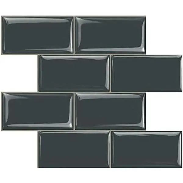Peel and Subway Tile, on Tiles Backsplash for Kitchen & Bathroom in Dark Grey (Pack of 10, Thicker Design)