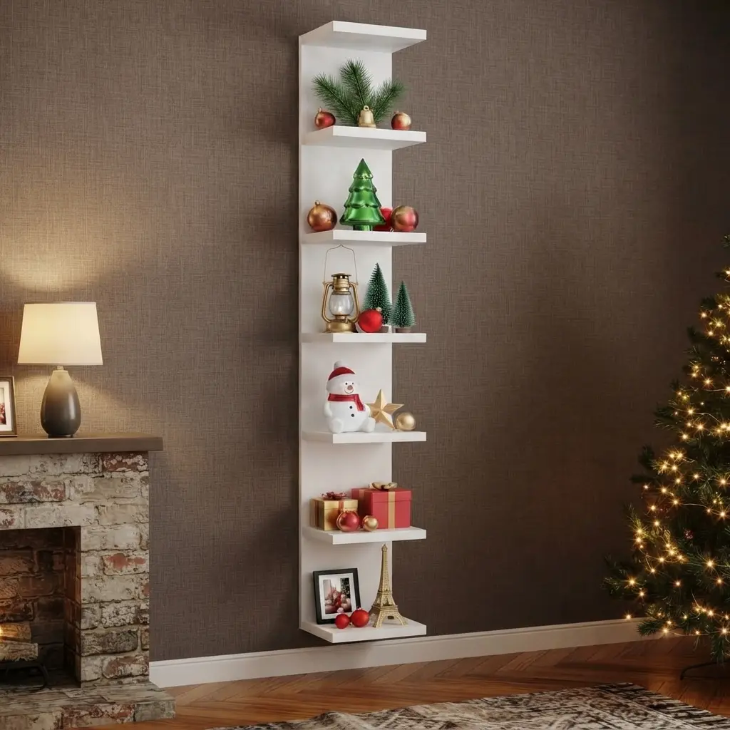 7 Tier Wall Shelf Unit & Lack Shelf, Versatile Floating Shelves for Wall, Bedroom Book Shelf, Vanity Display Shelves, Tall Decorative Shelving Unit, Long Shelves for Storage