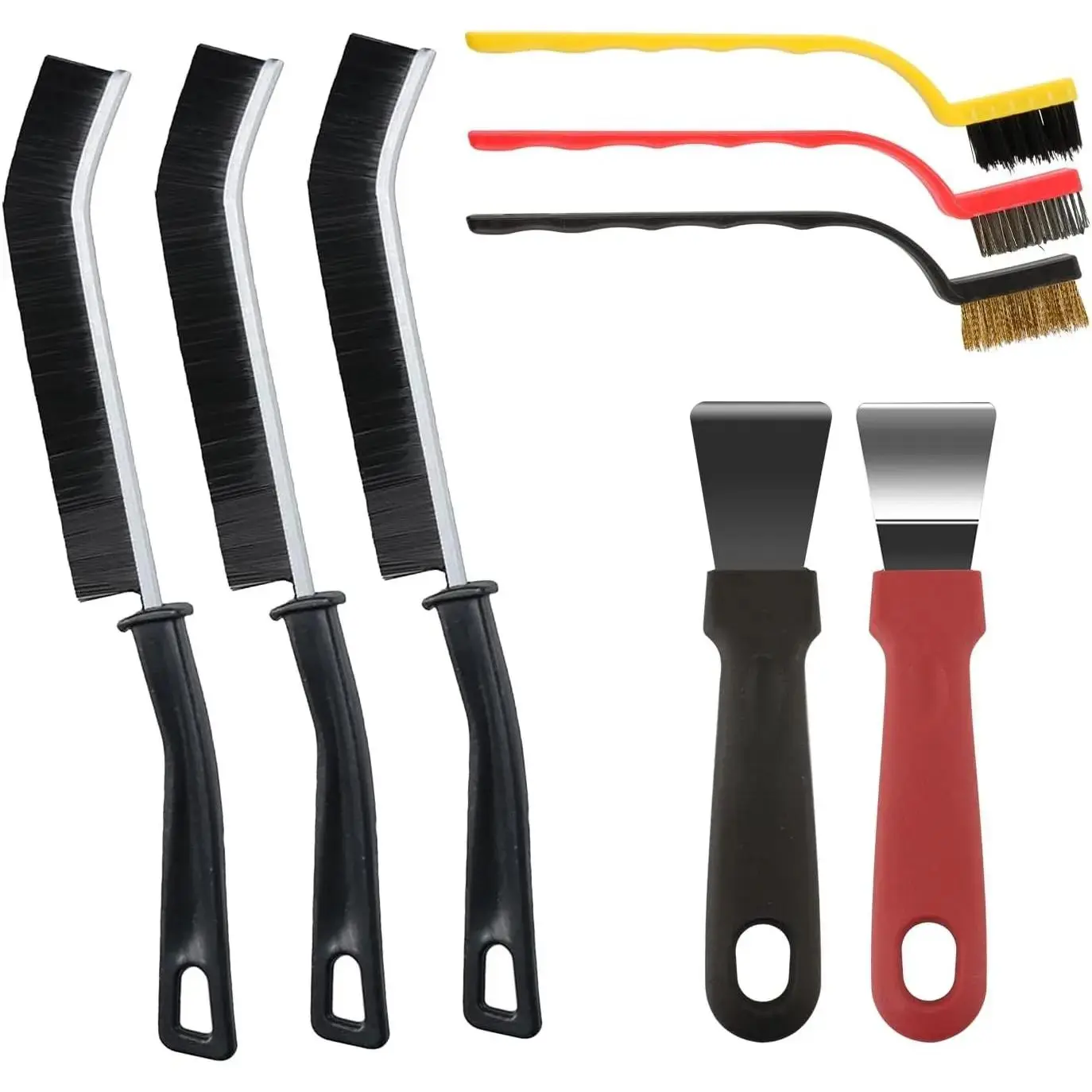 8PCS Multi-Purpose Stiff Bristle Brush Tools with Flat Head Tip, for Bathroom/Kitchen Tile Grout Cleaning, Home Care Supplies