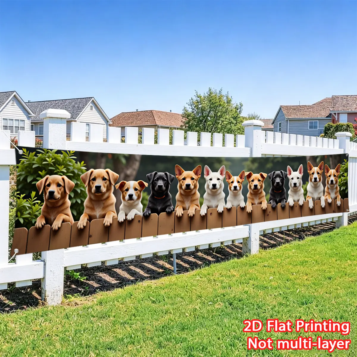 1pc fence with a row of cute little dog banners, large banners, party banners made of polyester material suitable for event party decoration, outdoor railing porch wall decoration