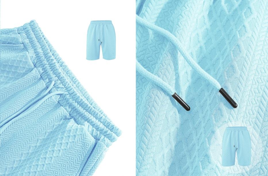 Trending Men’s Polo & Shorts Set, Jacquard Texture Summer Outfit, Lightweight Breathable Sport Set, Streetwear Matching Set