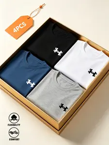 American Style Simple Sport Logo Pattern Short Sleeve T-Shirt, Summer Running Fitness Training Quick-Dry Top, Comfortable Breathable Fabric