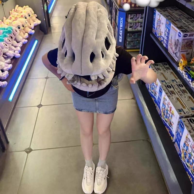 New dinosaur skeleton funny hood hat children's plush toys boys doll funny skeleton cross-border