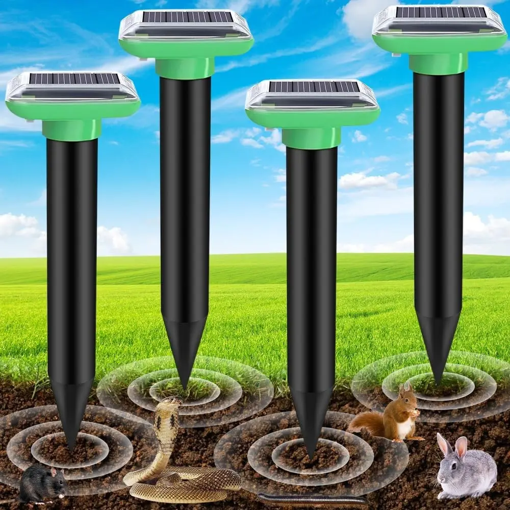 Solar-powered rodent repellent device - High-efficiency buzzing sound animal repellent device - Outdoor ground-mounted snake and rodent repellent device - Rat Repellent - Vole Repellent - Suitable for multiple scenarios - Rechargeable Repeller
