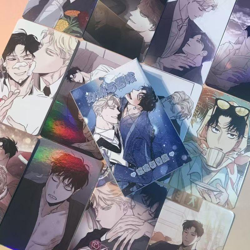 50 Pcs/Set Korean Manhwa Roses and Champagne Laser Lomo Card Caesar,Lee Won Comic Characters 3 Inches Photocard Cosplay Gift