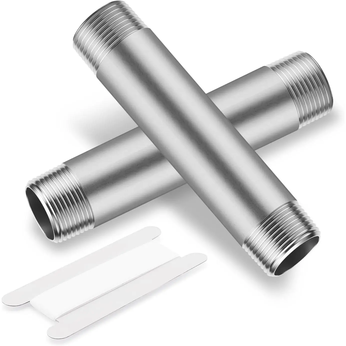 1"x6" 304 Stainless Steel Pipe, 1" NPTx 1" NPT Male Threaded Nipple, SCH40 Heavy Duty Pre-Cut Steel Pipe for Plumbing Gas, Hydraulic, and Industrial Applications(6", 2 Piece)