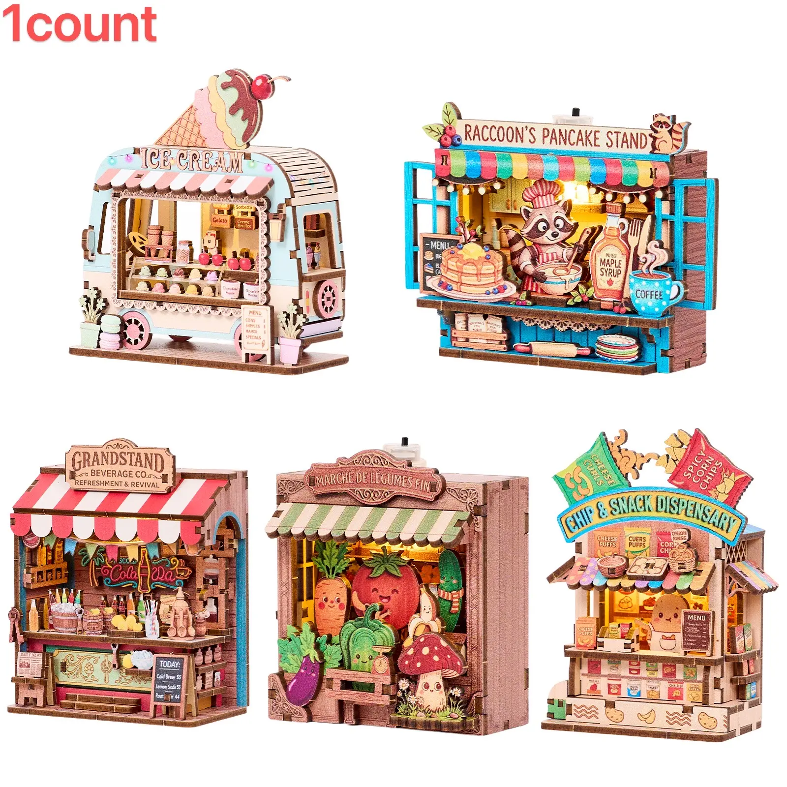 Fridge Magnet DIY Handcraft Kit, 3D Puzzle Toy, Dollhouse Miniature Shop, Mini House Furniture, Creative Assembly Model, Decoration
